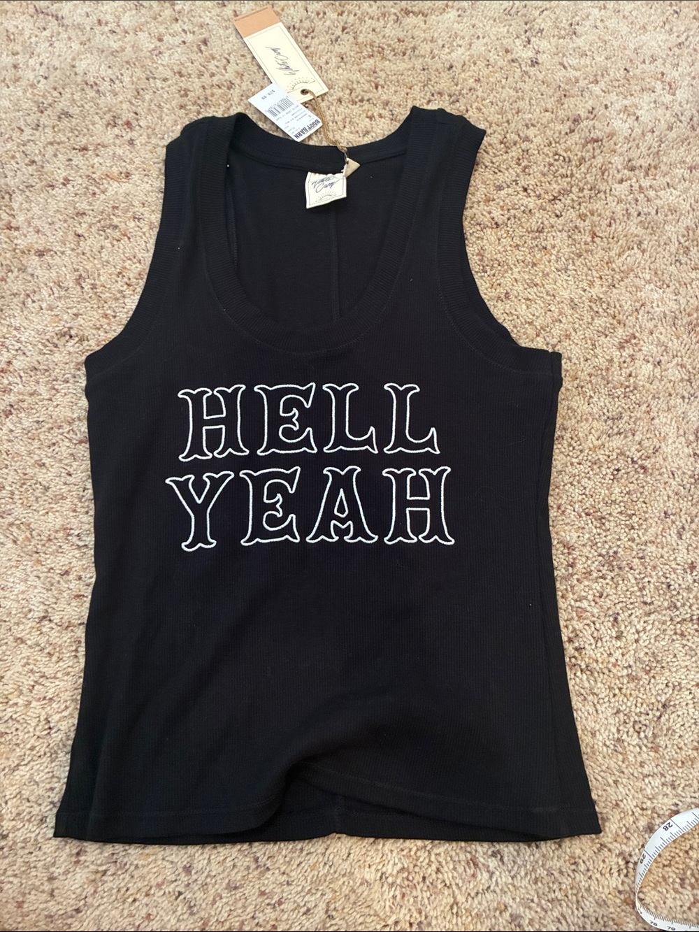 White Crow Black Tank Top with "HELL YEAH" Graphic